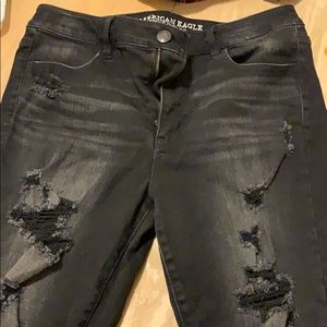 Black ripped jeans American eagle stretchy